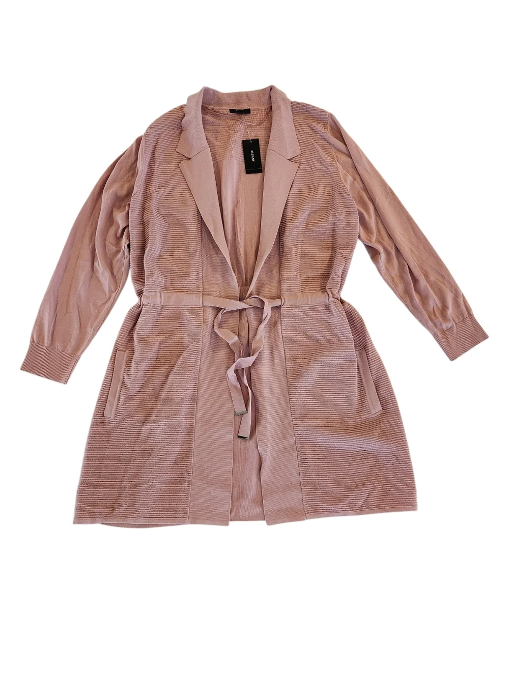 Alfani Ribbed Tie-Waist Long Cardigan Robe - Pottery Clay - Women's Size XXL - Picture 1 of 5